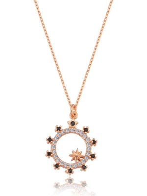 Mia Vento Galaksi Güneşi Rose Renk Gümüş Kolye