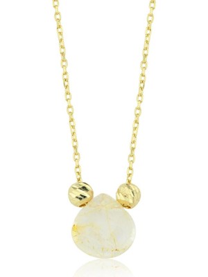 Mia Vento Doğal Sitrin Taşı Gold Renk Gümüş Kolye