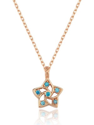 Mia Vento Basic Aqua Yıldızı Rose Renk Gümüş Kolye