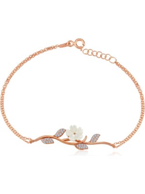 Mia Vento Manolya Çiçeği Bağı Rose Renk Gümüş Bileklik