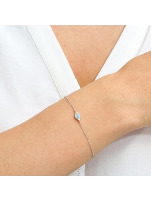 Mia Vento Firuze Detay Işıltılı Zarif Bakış Gümüş Bileklik