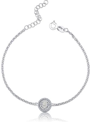 Mia Vento Pırlanta Montür Baget Yuvarlak Gümüş Bileklik