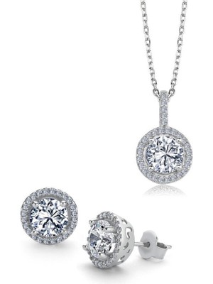 Mia Vento 1.00 Karat Oval Tektaş Ikili Gümüş Set