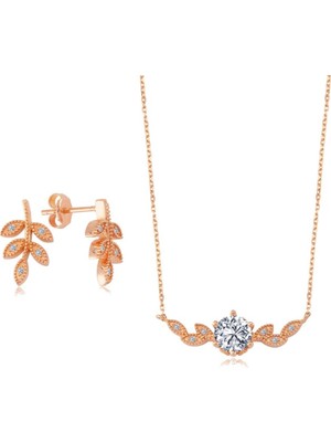 Mia Vento Vintage Salkım Rose Renk Gümüş Ikili Mini Set