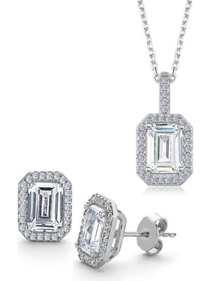 Mia Vento 1.00 Karat Emerald Tektaş Ikili Gümüş Set