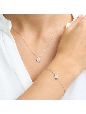 Mia Vento Firuze Detay Işıltı Patlaması Ikili Gümüş Set