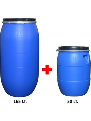 Plastik Varil Seti - 1 Adet 165 Lt. + 1 Adet 50 Lt. Bidon