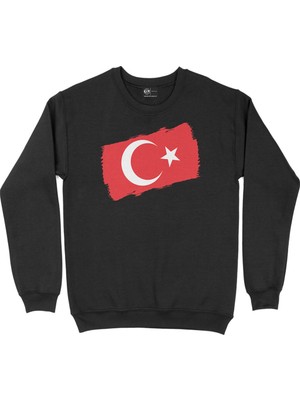 Cix Dağda Uluyan Kurt Siyah Sweatshirt