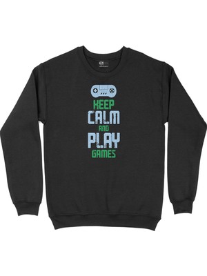 Cix Lihtenştayn Haritalı ve Bayraklı Siyah Sweatshirt