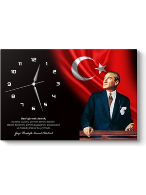 Tabloshop Atatürk Sözlü Kanvas Tablo Saat