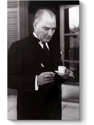 Tabloshop Atatürk Türk Kahvesi Içerken Kanvas Tablo