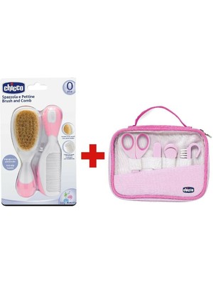 Chicco Pembe Bebek Fırça, Tarak ve Tırnak Bakım Seti – Hassas Ciltler için Nazik ve Güvenli Kullanım