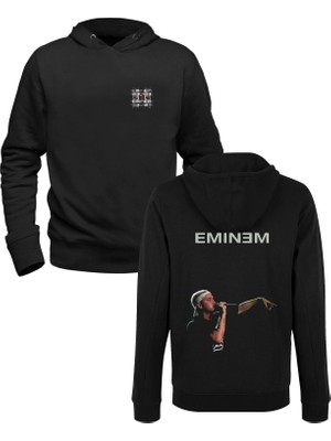 Alfa Tshirt Eminem Baskılı Siyah Ön Arka Baskılı Sweatshirt