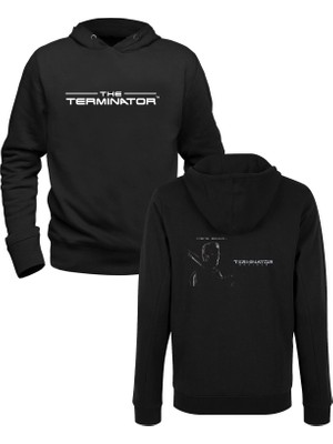 Alfa Tshirt Terminatör Resimli Dijital Baskılı Siyah Ön Arka Baskılı Sweatshirt