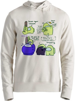 Alfa Tshirt Among Us Ekru Çocuk Sweatshirt