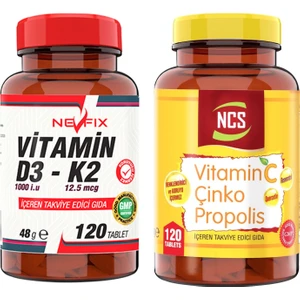 Vitamin C Çinko Propolis 120 Tablet & Vitamin D3-K2 120 Tablet