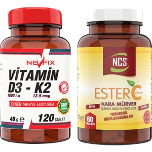 Ester C Vitamin Kara Mürver 60 Tablet & Vitamin D3-K2 120 Tablet