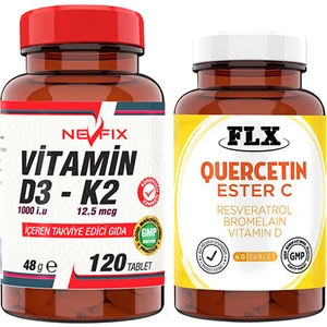 Vitamin D3-K2 120 Tablet & Flx Kuersetin Ester C 60 Tablet