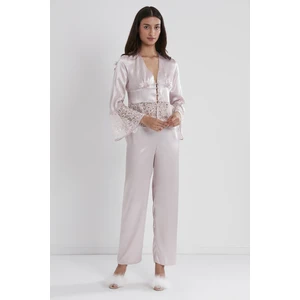 Pierre Cardin Saten Dantelli Pijama Takımı - 1100