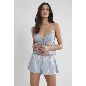 Pierre Cardin Saten Dantelli Şort & Kombi Takım - 450