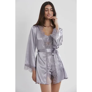 Pierre Cardin Saten Dantelli 3'lü Şort & Kombi & Sabahlık Takım 2490