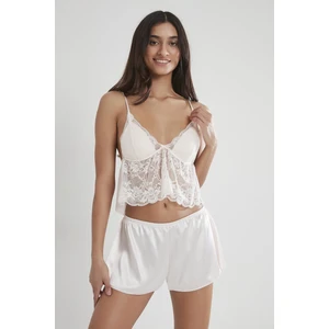 Pierre Cardin Saten Dantelli Şort & Kombi Takım - 450