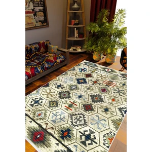 10 Post Online Kilim Desenli Otantik Eskitme Yeşil Kaydırmaz Kesme Yıkanabilir Ince Halı 