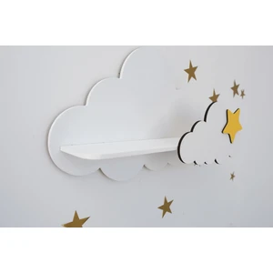 Ahşap Bulut Raf Beyaz-Beyaz-Sarı