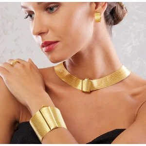 Mia Vento 19 Sıra Bileklik 9 Sıra Taşsız Düz Toka Altın Kaplama Gümüş Trabzon Hasırı Set