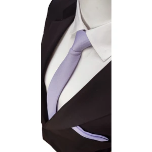 Elegante Cravatte Lila Renginde Armürlü Dokuma Kravat ve Mendil