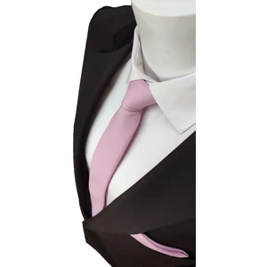 Elegante Cravatte Şeker Pembe Renk Armürlü Dokuma Kravat ve Mendil
