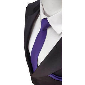 Elegante Cravatte Mor Renk Armürlü Dokuma Kravat ve Mendil