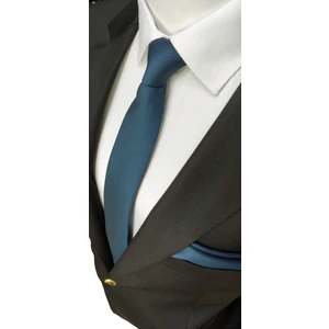Elegante Cravatte Nefti Yeşili Armürlü Dokuma Kravat ve Mendil
