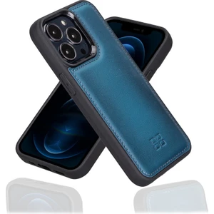 Apple iPhone 13 Pro Uyumlu Deri Arka Kapak Magsafe BRN4EF Mavi