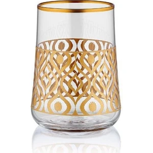 Aheste Ikat Altın 6'lı Kahve Yanı Su Bardak Seti