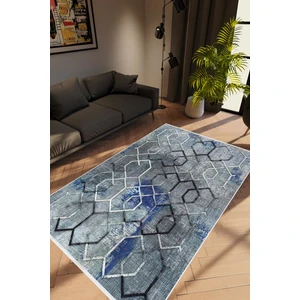 10 Post Online Modern Geometrik Gri Siyah Kaydırmaz Kesme Yıkanabilir Ince Halı 