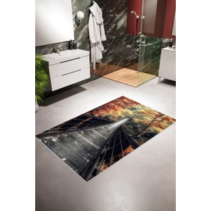 10 Post Online Banyo Paspası Figürlü Çiçekli Orman ve Köprü Temalı Kahverengi Kaydırmaz Kesme Yıkanabilir Ince Halı 