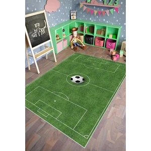 10 Post Online Çocuk Halısı Figürlü Futbol Sahası Desenli Yeşil Kaydırmaz Kesme Yıkanabilir Ince Halı 