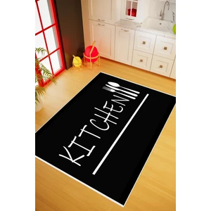 10 Post Online Mutfak Halısı Modern Kitchen Yazılı Siyah Beyaz Kaydırmaz Kesme Yıkanabilir Ince Halı 