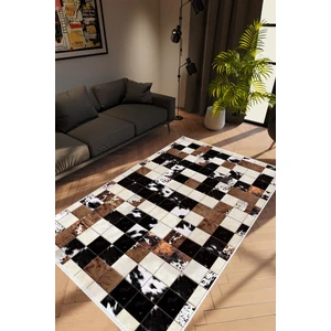 10 Post Online Modern Patchwork Gri Kahverengi Siyah Kaydırmaz Kesme Yıkanabilir Ince Halı 