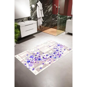 10 Post Online Banyo Paspası Figürlü Çiçekli Beyaz Mor Lacivert Kaydırmaz Kesme Yıkanabilir Ince Halı 
