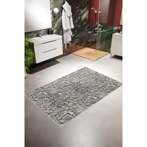 10 Post Online Banyo Paspası Eskitme Taş Desenli Gri Kaydırmaz Kesme Yıkanabilir Ince Halı 
