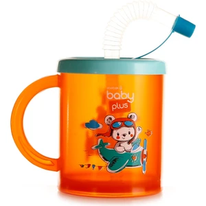 Baby Plus Desenli Pipetli Bardak Turuncu 210 ml