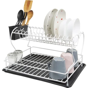 By Hanedan Metal Bulaşıklık Tabaklık Iki Katlı Beyaz