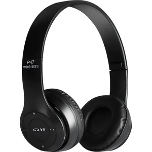 P47 Siyah Kablosuz Kulak Üstü Kulaklık 5.0+Edr Bluetooth Kulaklık Aux ve Sd Kart Girişli Kulaklık