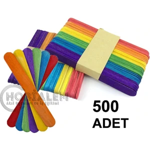 500 Adet Renkli Dil Çubuğu Dondurma Çubuğu Geniş Doktor Çubuğu Abeslang Maket Çubuğu