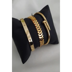 X-lady Accessories Kadın Altın Kaplama Taşlı Model Kılçık ve Çivi Model Kombin Bileklik