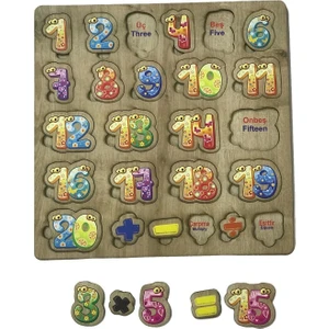 Ahşap Sayılar Puzzle Bul Tak 20 Sayı Dört Işlem Matematik Öğretici Eğitici Oyuncak Seti