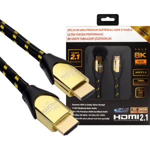 8K60 2 Metre HDMI 2.1 48 Gbps 8k Ultra Hd Premium Sertifikalı 8k 60Hz 4320P 4K 120Hz 2160P 26 Awg D-Hdr Hdcp 2.3 Earc Destekli 48 Gbps Ultra Yüksek Çözünürlüklü HDMI 2.1 Görüntü Kablosu 8K6020