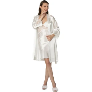 Pierre Cardin  Saten Dantelli Gecelik & Sabahlık Takım -  4050